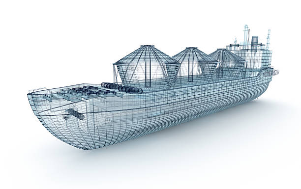 istock Oil tanker ship wire model isolated on white. 594061652