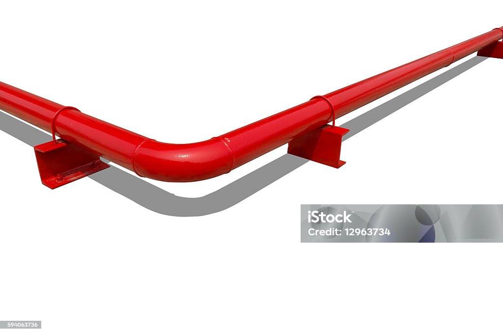 Fire Protection Line Part Fire Protection Pipeline And Pipe Support On Isolated White Back Stock ...