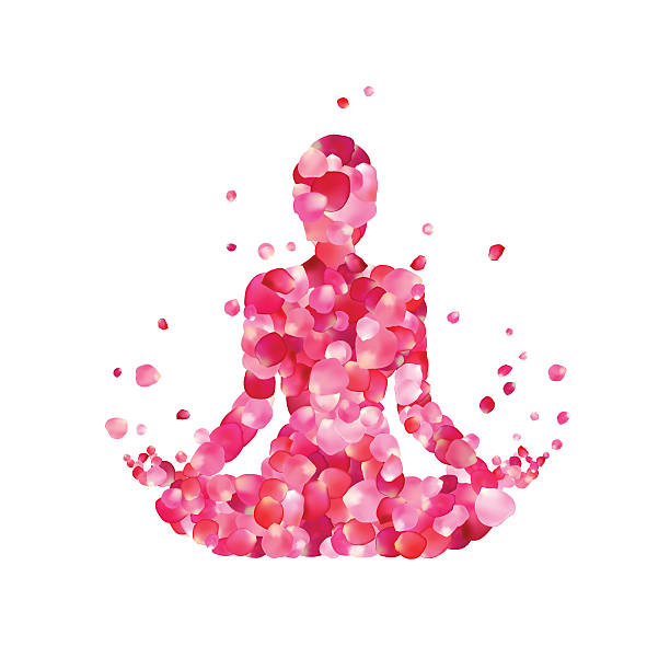 ilustrações, clipart, desenhos animados e ícones de yoga lotus posa silhueta - meditating practicing yoga body