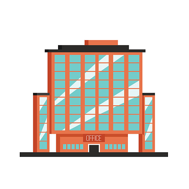 ilustrações, clipart, desenhos animados e ícones de prédio de escritórios. ilustração vetorial plana. estilo construtivismo - store downtown district building exterior facade