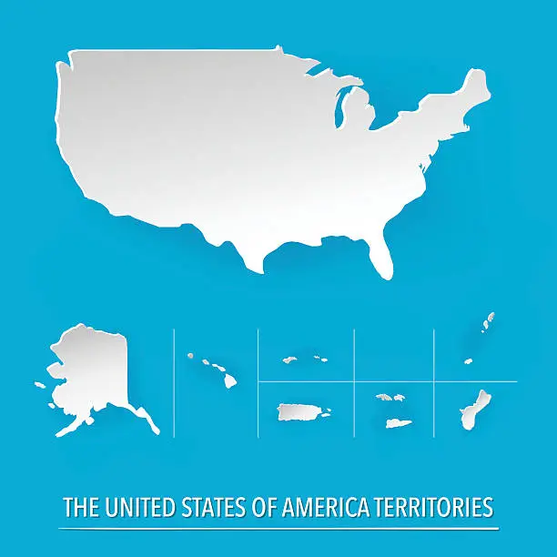 Vector illustration of The United States of America territories
