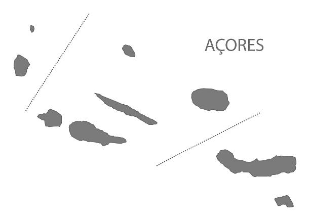 ilustrações de stock, clip art, desenhos animados e ícones de acores portugal map grey - azores