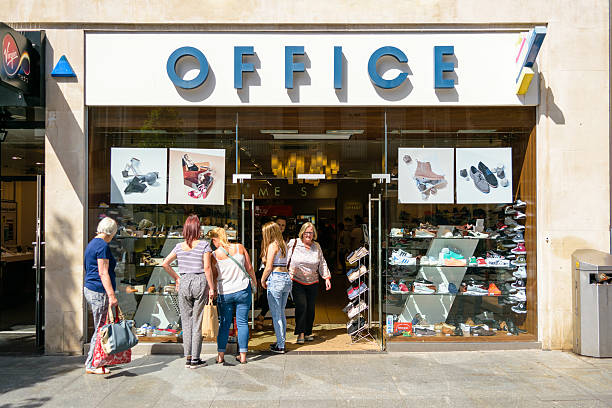 Office shoes store frontview stock photo
