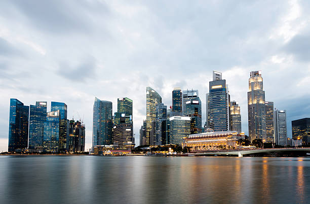 istock Night view of Singapore buisiness district 594076348