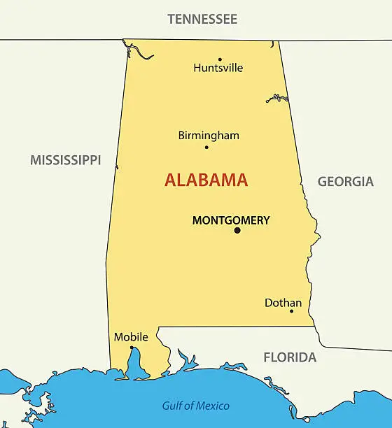 Vector illustration of Alabama - vector map