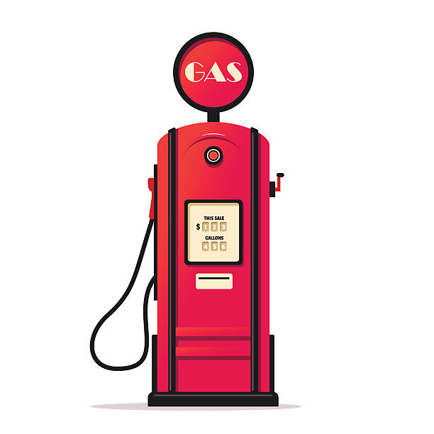 Retro gas station. Cartoon vector illustration Retro gas station. Cartoon vector illustration. Vintage design. Gasoline pump vintage gas pumps stock illustrations