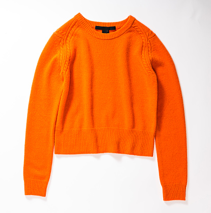 orange sweater (isolated with clipping path over white background)