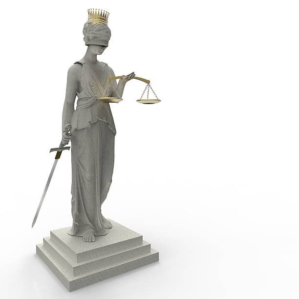 istock Themis goddess of justice with golden crown 3d rendering 594451538