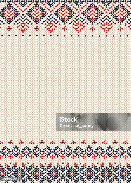 Handmade Knitted Background Pattern With Scandinavian Ornaments Stock Illustration - Download Image Now