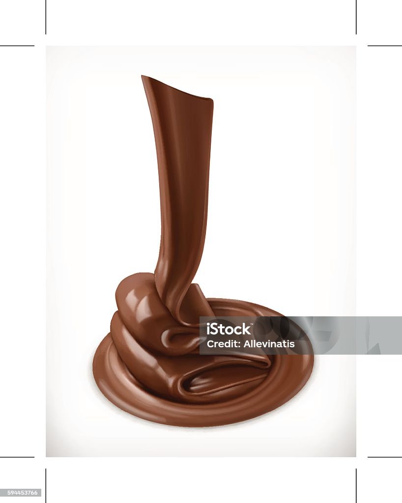 Melted chocolate, cream, butter swirl, vector graphic element, mesh Chocolate stock vector