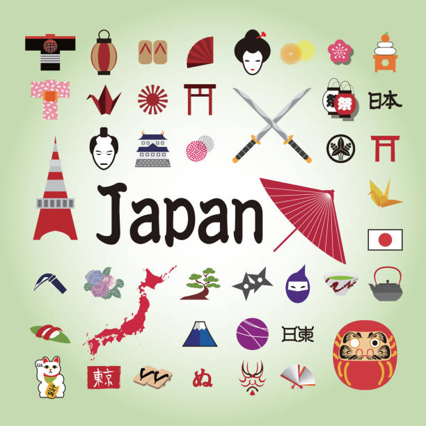 Japanese illustration icon. vector art illustration