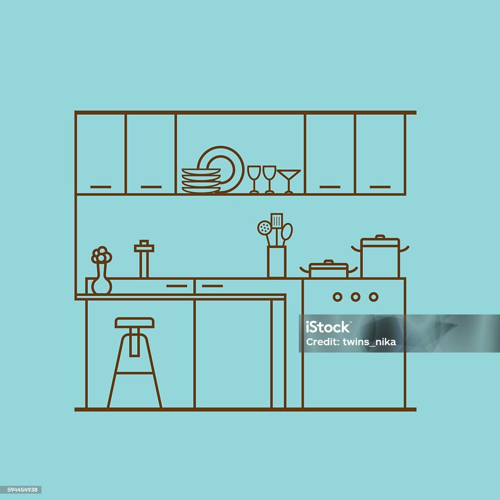 Kitchen Interior Design Vector Concept Stock Illustration - Download ...