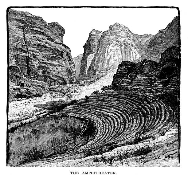 amfiteatr w petrze, jordan - petra stock illustrations