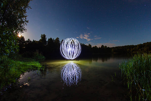 istock Luminous sphere near the lake in full moon 594456664
