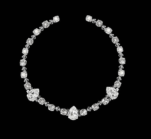 istock Handmade crystal necklace on black 594456870