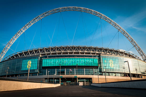 London, UK - August 16, 2016: Wembley Stadium on a clear afternoon. Wembley Stadium is a football stadium in Wembley, London, England