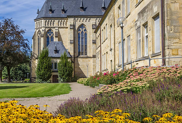 istock Flowers in front of the Stift Tilbeck in Havixbeck 594458842