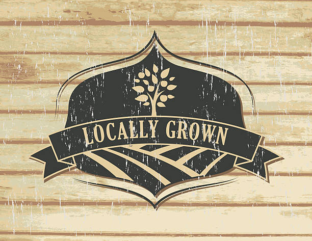 Vintage Faded Farm Sign On Wood Background.