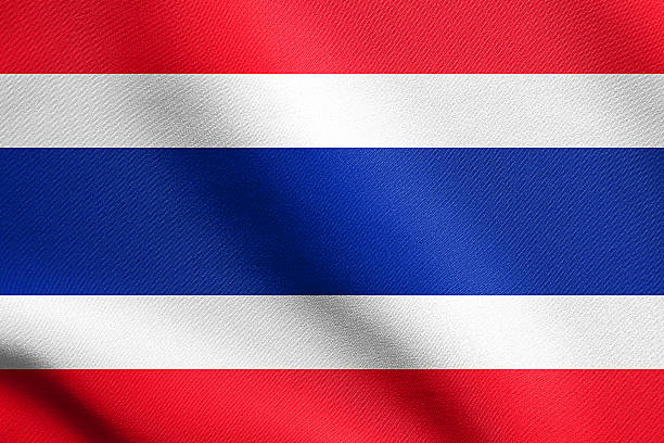 istock Flag of Thailand waving with fabric texture 594465212