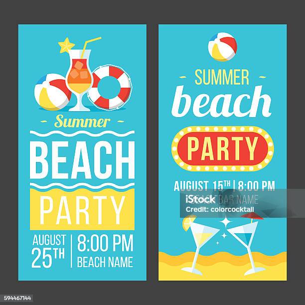 Volantino Per Feste In Spiaggia - Immagini vettoriali stock e altre immagini di Invito - Invito, Spiaggia, Party sulla spiaggia
