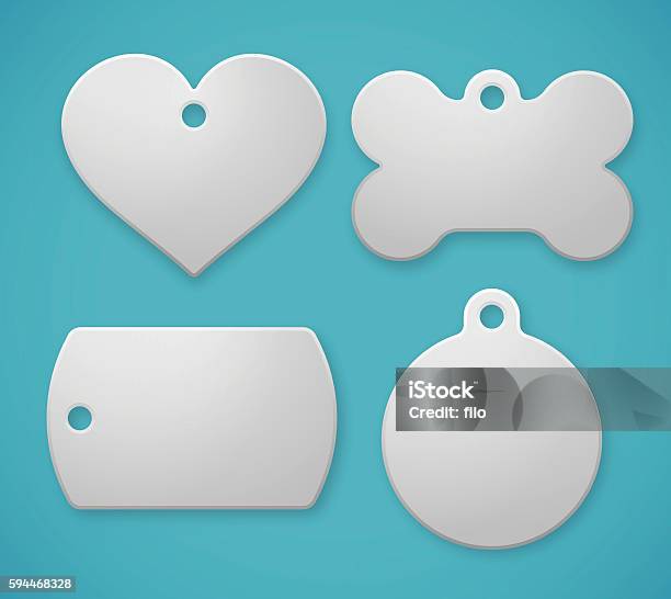 Pet Tags And Dog Tags Stock Illustration - Download Image Now - Pet Collar, Dog Tag, Dog Bone