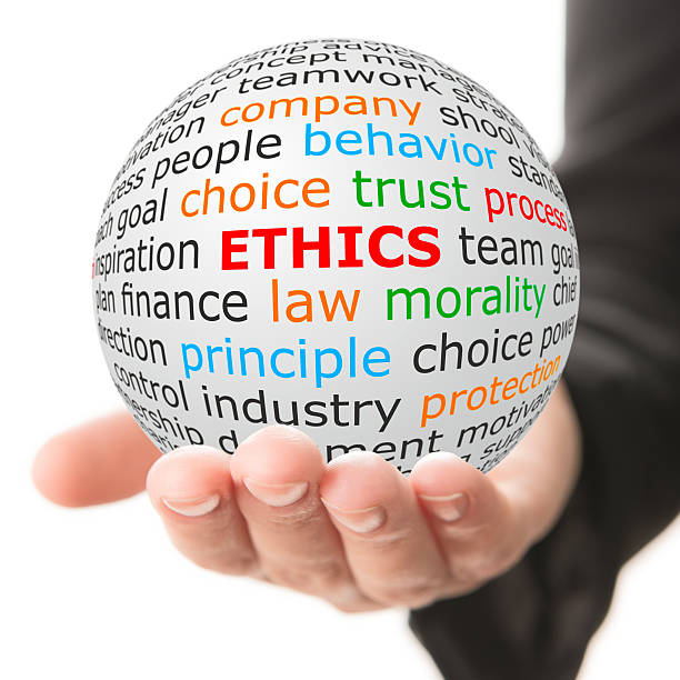 Hand take white ball with red inscription ethics Ethicsconcept. Hand take white ball with wordcloud and ethics word in red color. code of ethics stock pictures, royalty-free photos & images