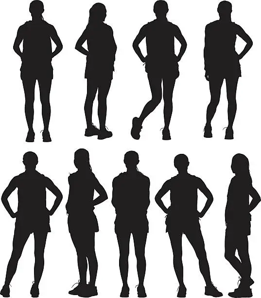 Vector illustration of Female runner standing