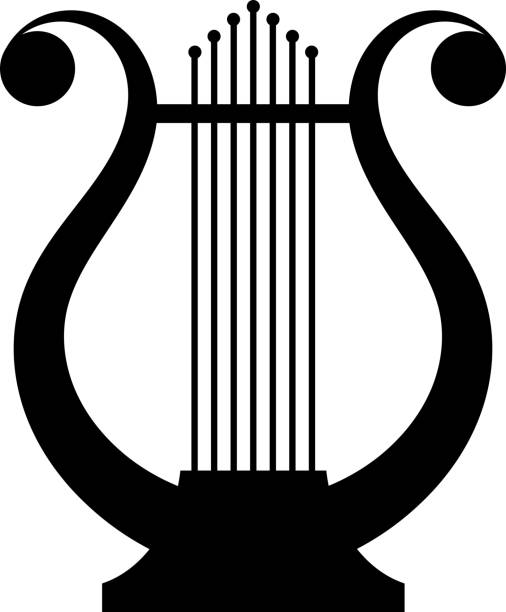 ilustraciones, imágenes clip art, dibujos animados e iconos de stock de imagen negra de un antiguo instrumento musical de lida - lyre