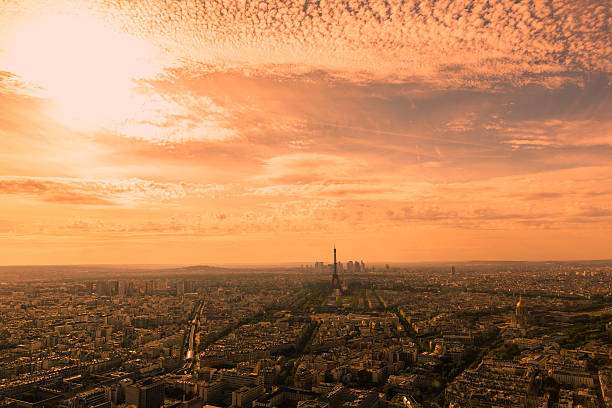 istock aerial view of paris,sunset 594471114