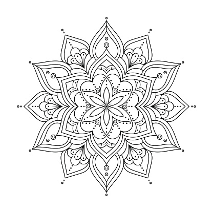 Outline Mandala For Coloring Book Ethnic Round Elements Stock Illustration  - Download Image Now - iStock