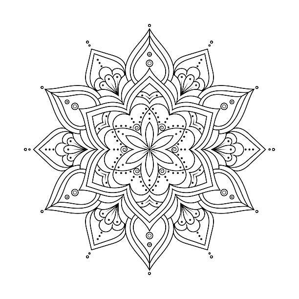 Outline Mandala for coloring book. Ethnic round elements. Outline Mandala for coloring book, anti-stress therapy pattern. Ethnic decorative round elements. Islam, Arabic, Indian, ottoman motifs. Hand drawn vector background. Oriental line ornament mandala stock illustrations