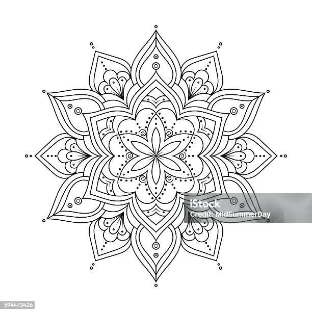 Outline Mandala For Coloring Book Ethnic Round Elements Stock Illustration - Download Image Now