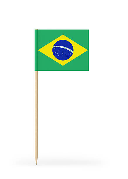 istock Small Flag of Brazil on a Toothpick 594474770
