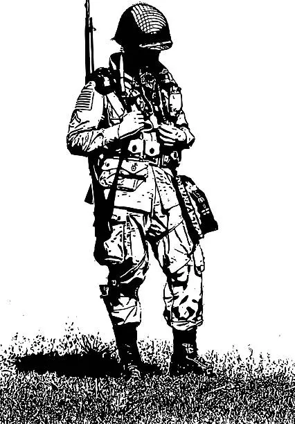 Vector illustration of WW2 Army Combat Soldier
