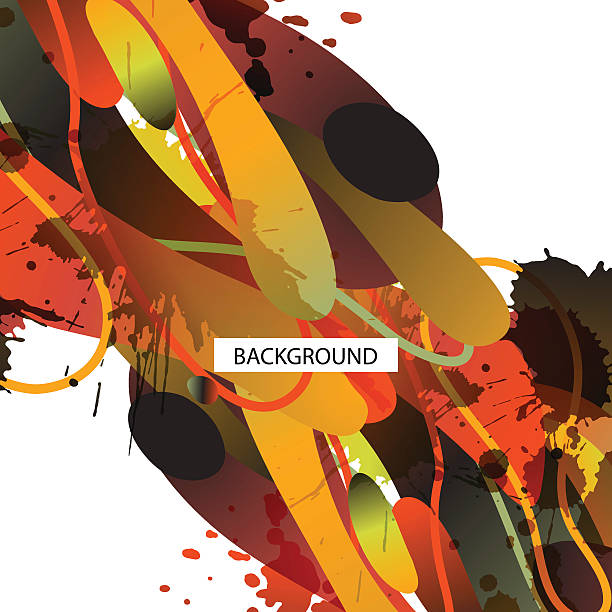 istock Colorful decorative background with free shapes and blots 594475090