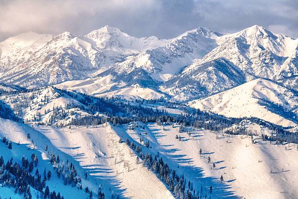 boulder montañas invierno - idaho - idaho fotografías e imágenes de stock