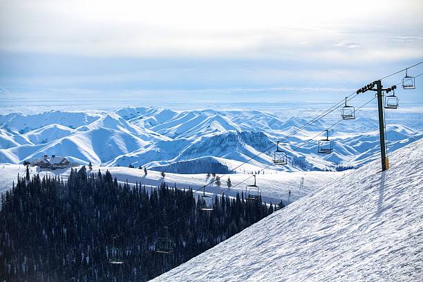 seggiovia - sun valley, idaho - ski lift nobody outdoors horizontal foto e immagini stock