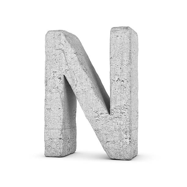 Concrete letter N isolated on white background