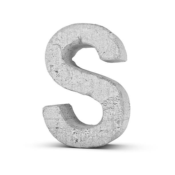 Concrete letter S isolated on white background