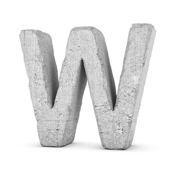istock Concrete letter W isolated on white background 594476382