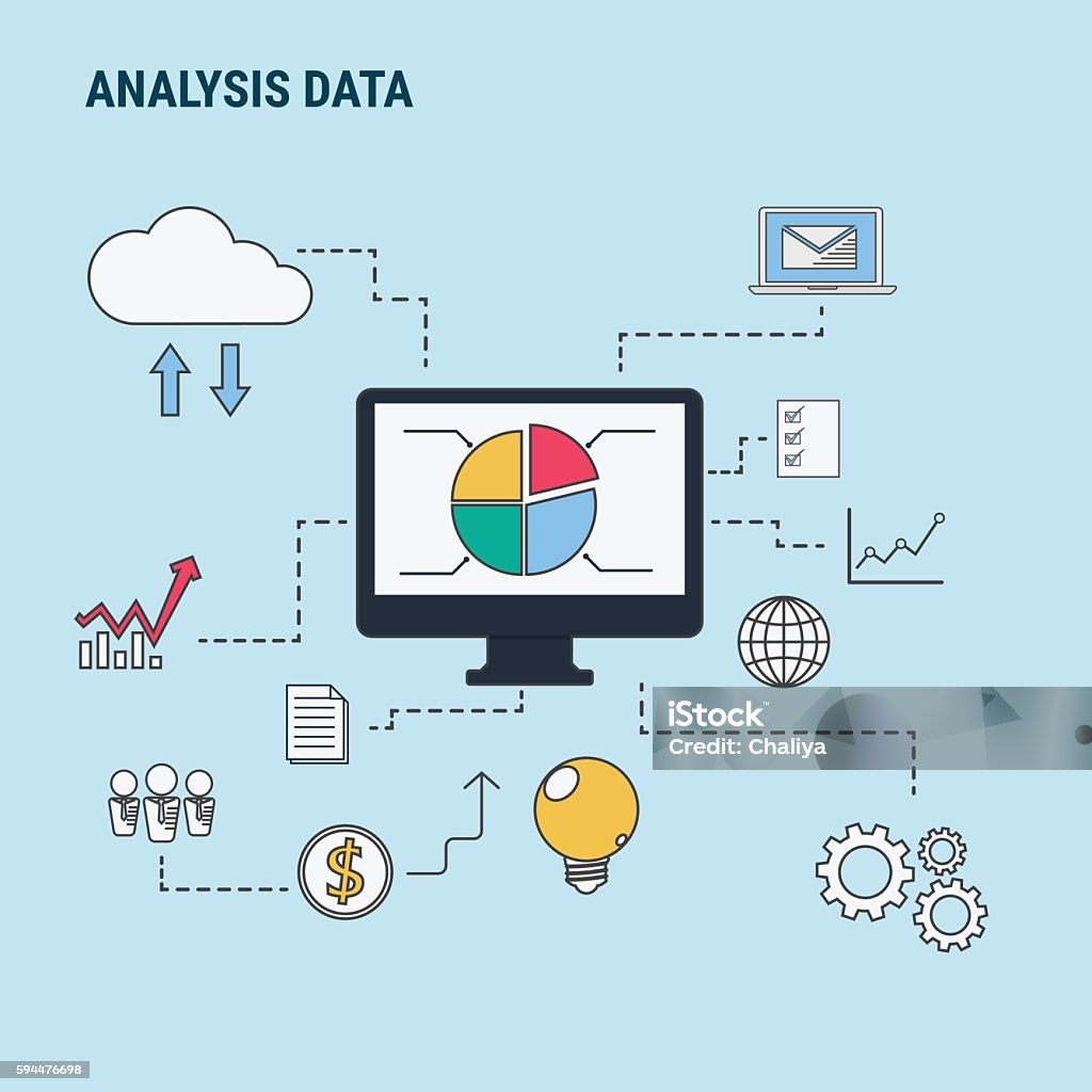 Data Analysis Design Border Flat Line Design Concept For Analysis Data Stock Illustration ...