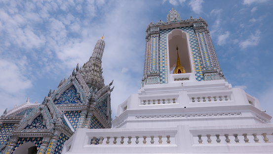 The beautiful of thai art architecture of the Emerald Buddha temple(Wat phra kaew) and Royal Grand Palace ,Bangkok,Thailand.