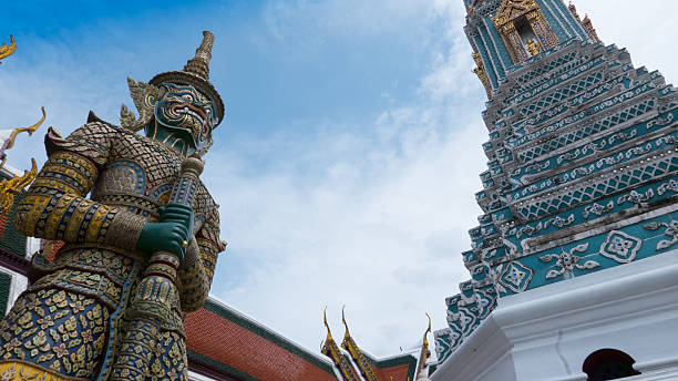 istock Giant  statue and thai art architecture in Wat Prakaew 594477212