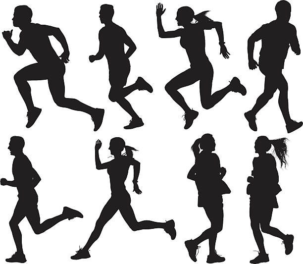 People running People runninghttp://www.twodozendesign.info/i/1.png black and white sports silhouette stock illustrations