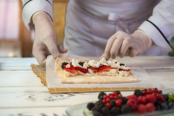 Cream cheese and sliced berries.