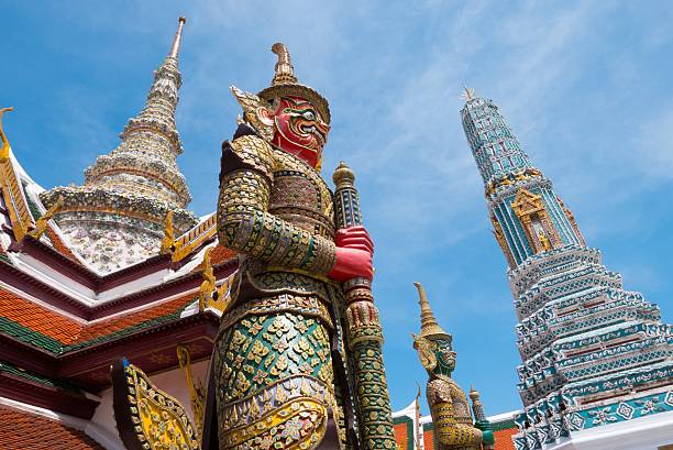 istock Giant  statue and thai art architecture in Wat Prakaew 594478786