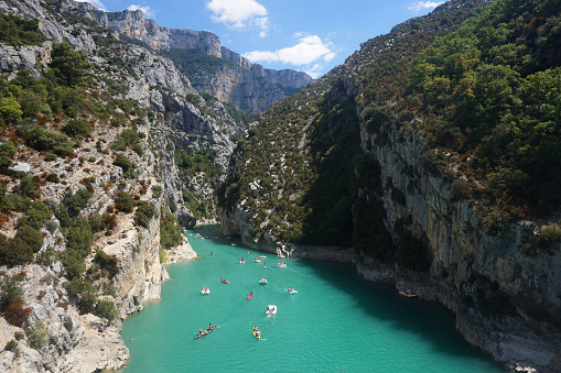 People in boats on St Croix Lake, Les Gorges du Verdon, Provence, France