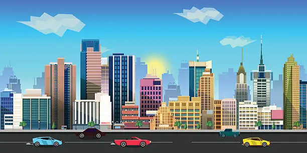 Vector illustration of city game background 2d  application. Vector design.