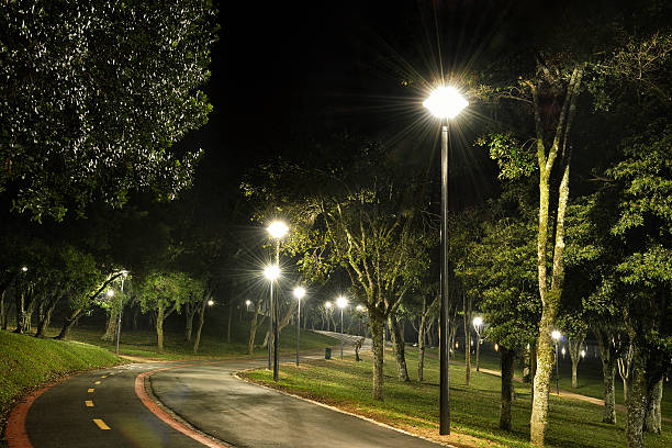 istock urban park at night with lights 594483212