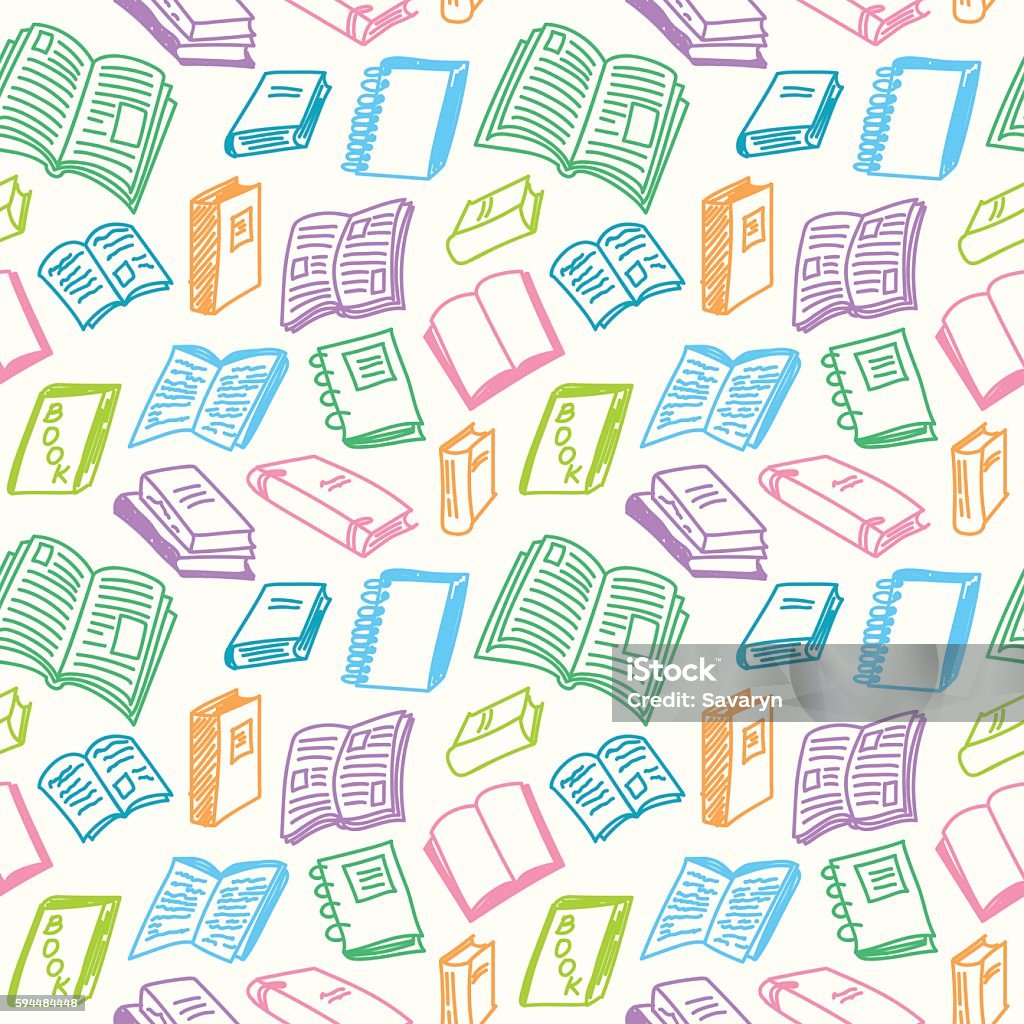 Books sketch seamless Books sketch seamless colorful pattern in doodle style, vector illustration Book stock vector
